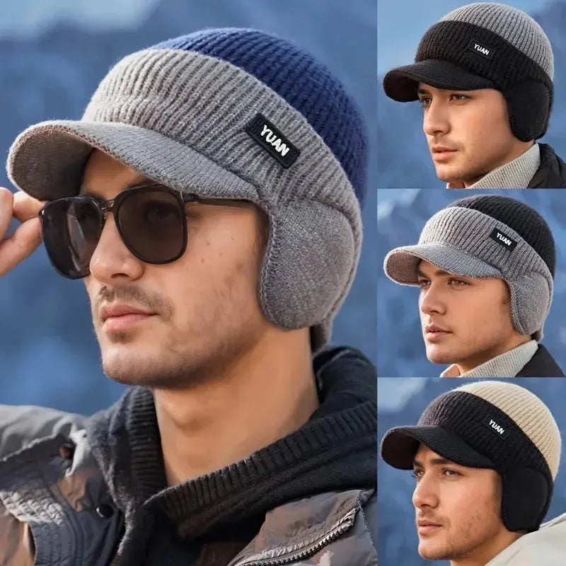 Dual-Tone Knit Baseball Cap - Outdoor Activities | Fashionable Dad Hat with Ear Protection | Perfect for Couples Hats for Men - BK Store