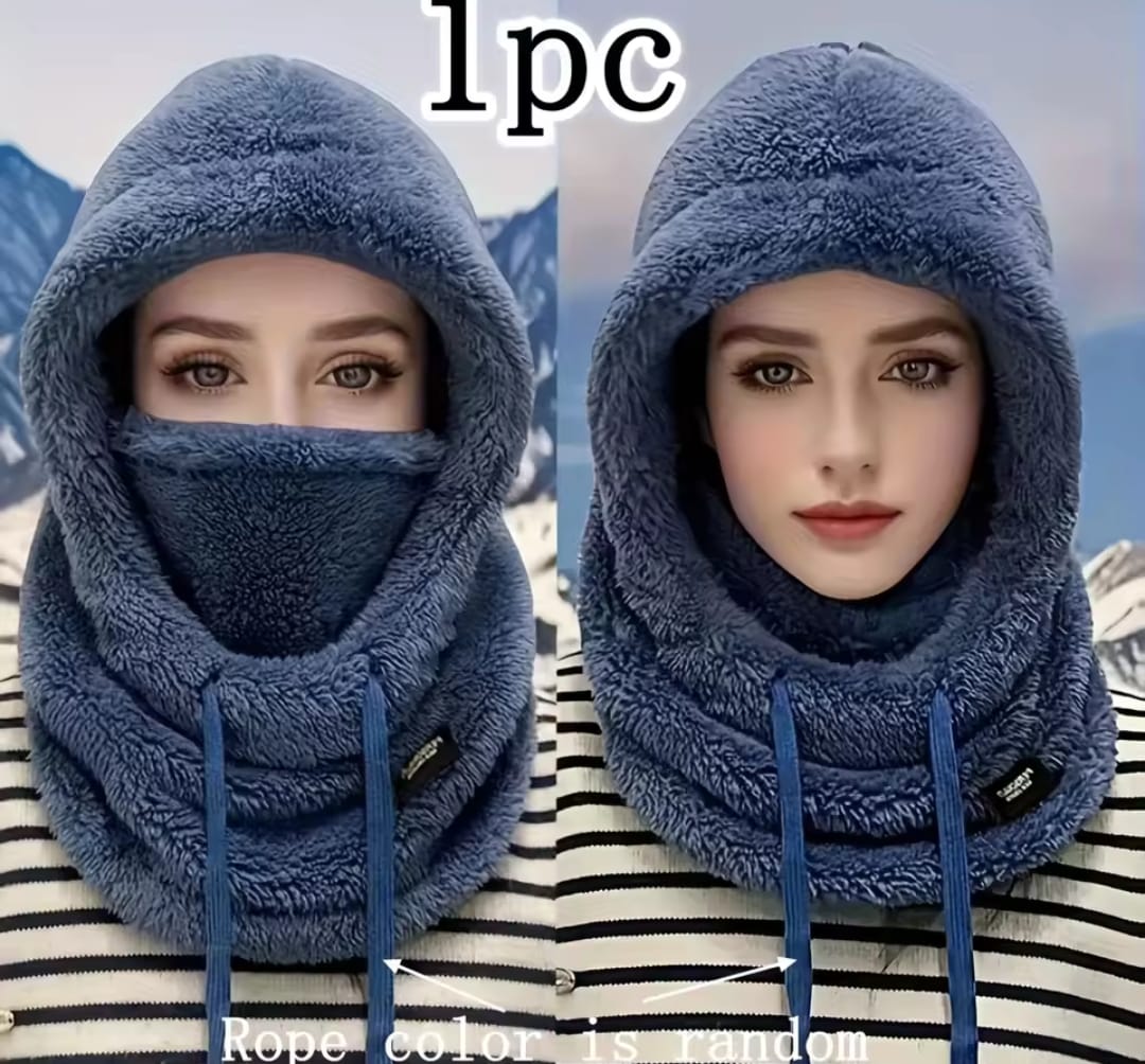 Winter plush winter cap - Elastic drawstring closure, lightweight and warm for cycling, skiing, outdoor activities. Solid color BK Store