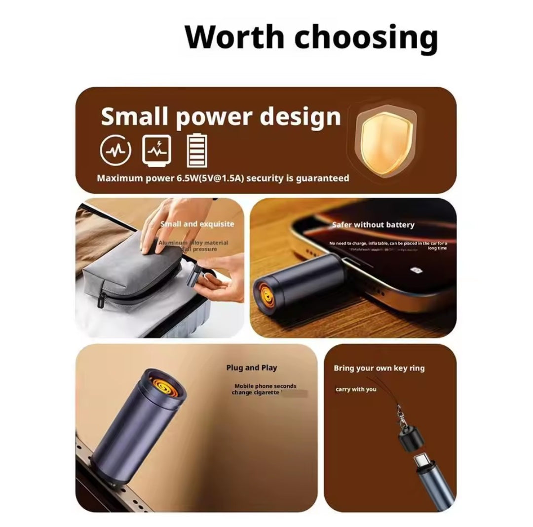 Type-C Mobile Cigarette Lighter Air Blowing Cigarette Lighter Outdoor Safety Portable Mini Cigarette Lighting Artifact BK Store