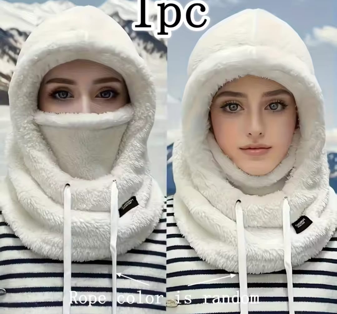 Winter plush winter cap - Elastic drawstring closure, lightweight and warm for cycling, skiing, outdoor activities. Solid color BK Store