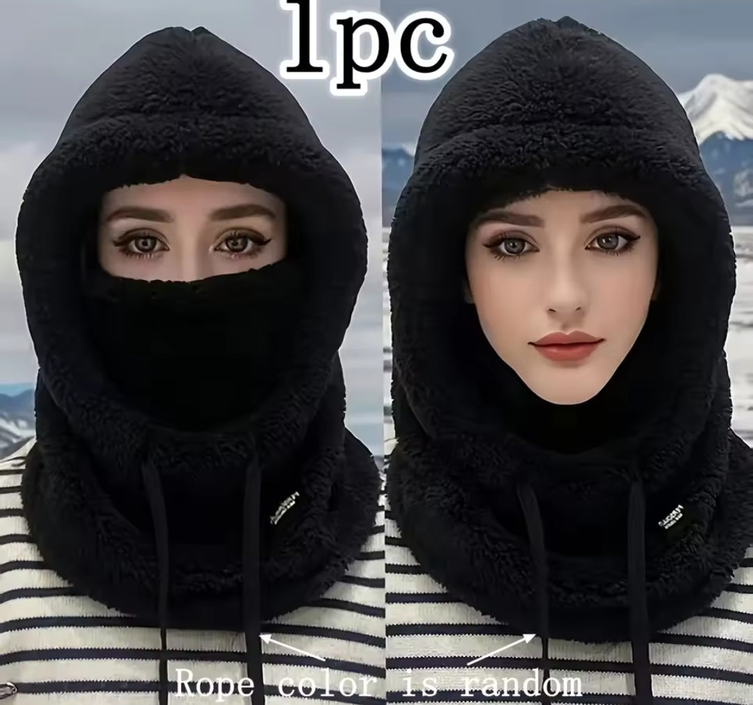 Winter plush winter cap - Elastic drawstring closure, lightweight and warm for cycling, skiing, outdoor activities. Solid color BK Store